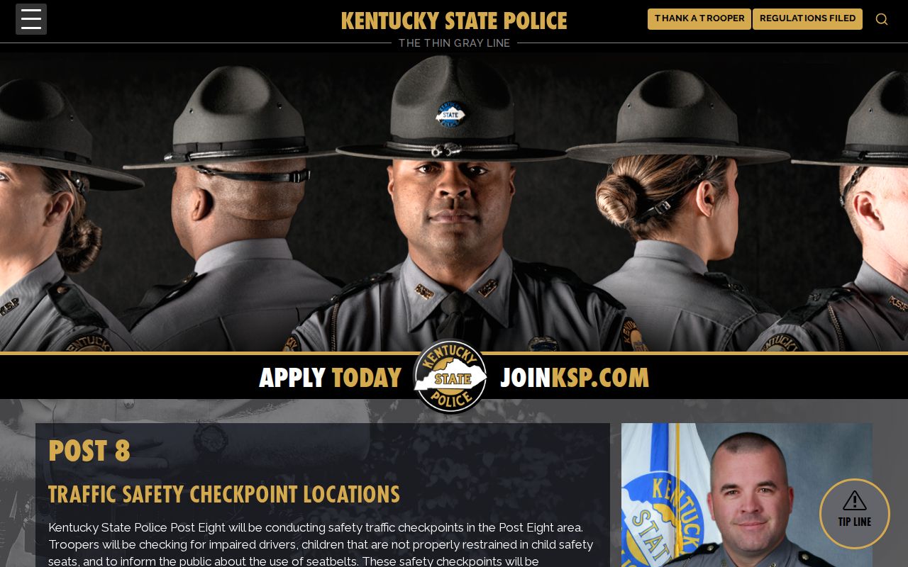 Kentucky State Police Post 8 Montgomery County checkpoint locations including Jeffersonville arrest context